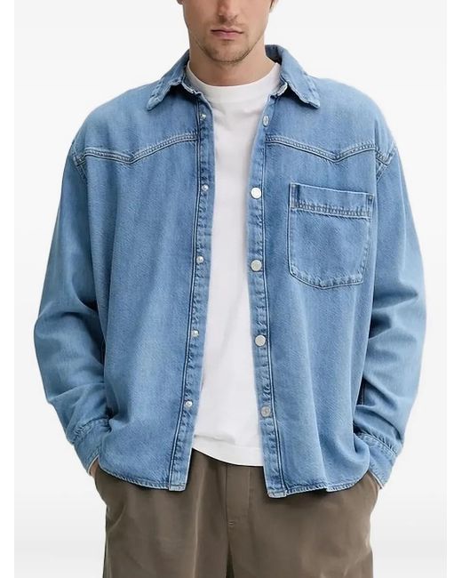 Camicia Denim Con Applicazione di Won Hundred in Blue da Uomo
