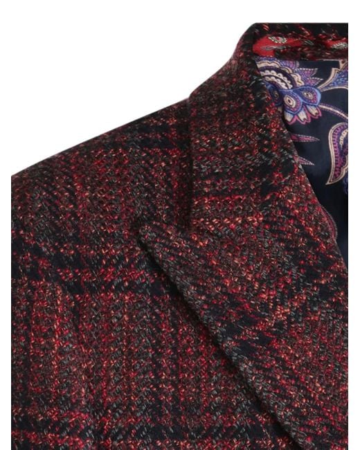 Etro Purple Check-Pattern Single-Breasted Coat for men