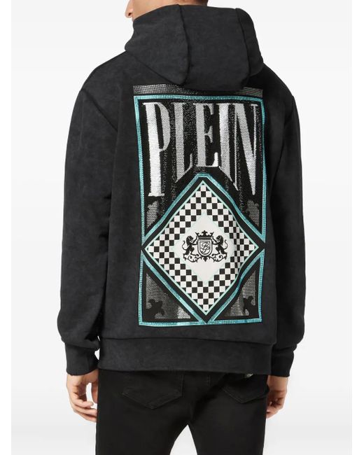 Philipp Plein Black Jersey Hoodie for men