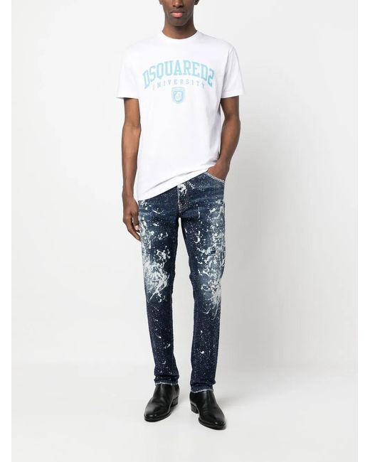 DSquared² Blue Paint Splatter Effect Jeans for men