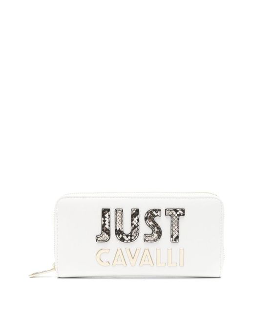 Just Cavalli White Logo-lettering Zip-up Wallet