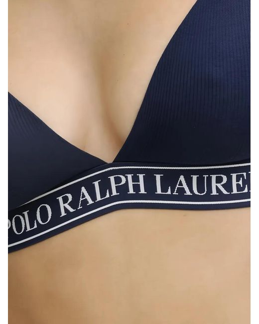 Polo Ralph Lauren Blue Logo-Tape Triangle Bra