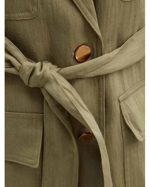 DKNY Green Pocket Belted Jacket