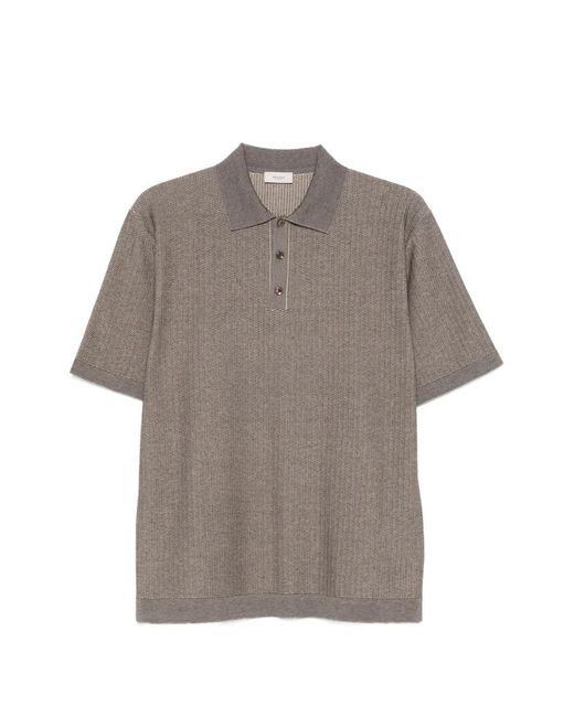 Agnona Gray Textured Polo Shirt for men