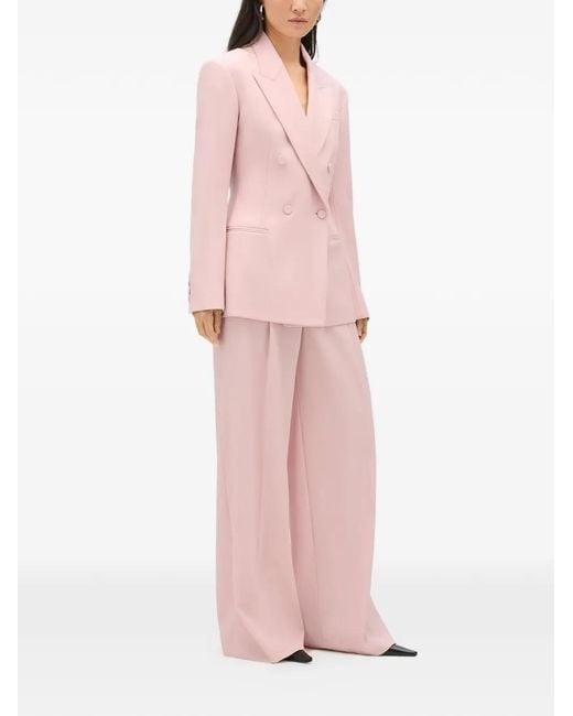 Another Tomorrow Pink Double-Breasted Tailored Jacket