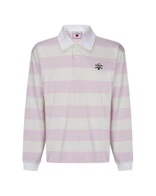ICECREAM Pink Cones & Bones Striped Rugby Polo Shirt for men