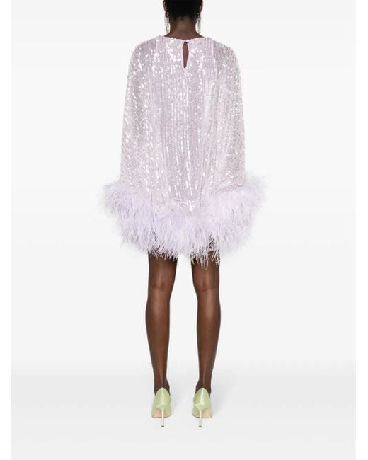 ‎Taller Marmo White Vegas Sequinned Mini Dress - Women's - Spandex/elastane/polyester/ostrich Feather
