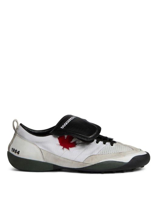 DSquared² Black Maple-Leaf Leather Sneakers for men