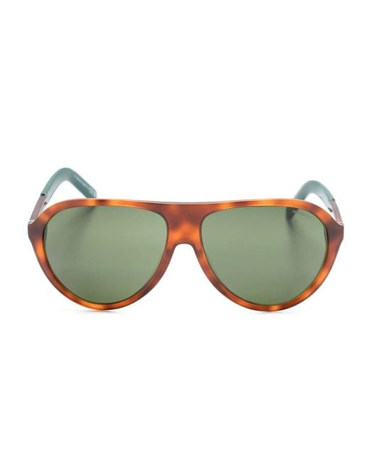 Moncler Green Roque Pilot-Frame Sunglasses