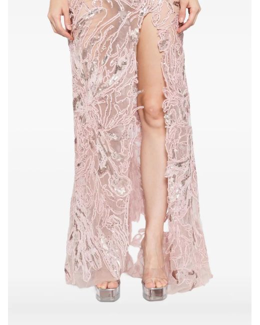 Saiid Kobeisy Pink Embroidered Maxi Dress