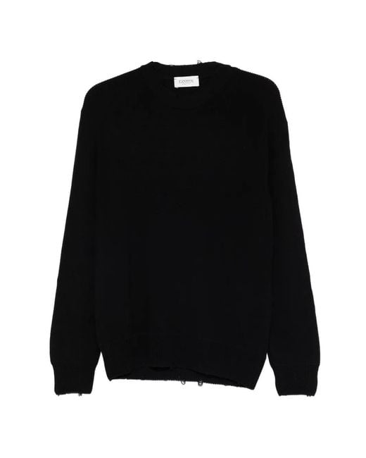 Laneus Black Crew-Neck Sweater for men