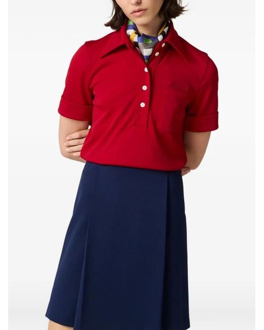 Miu Miu Red Jersey Tec Polo Shirt