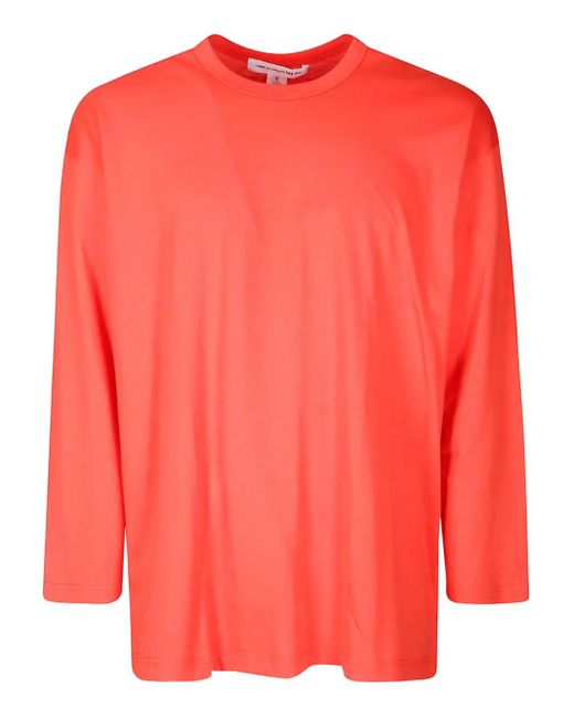 T-Shirt Girocollo A Maniche Lunghe di Comme des Garçons in Red da Uomo