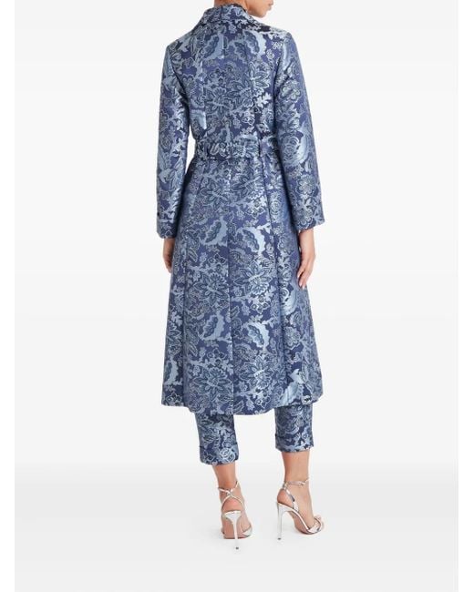 Temperley London Francis フローラル ベルテッドコート Blue