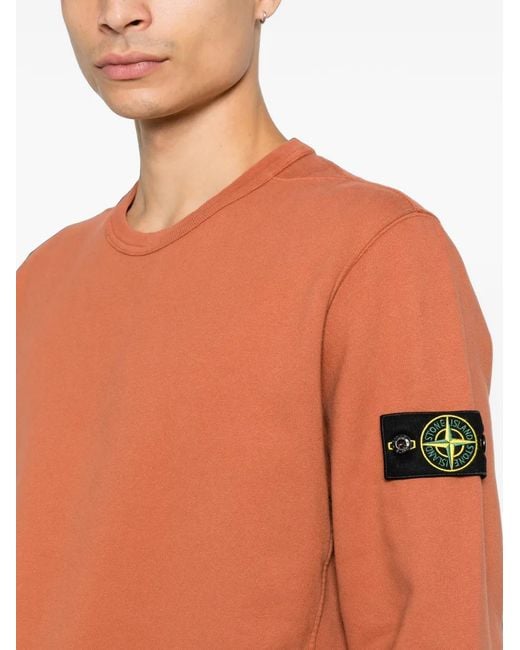 Stone Island Orange Compass Patch Crew-Neck Sweater for men