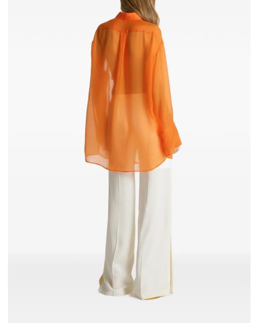 Alberta Ferretti Orange Pocket Blouse
