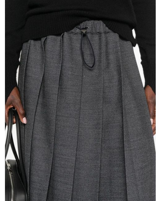 Fabiana Filippi Gray Pleated Drawstring-Waistband Midi Skirt