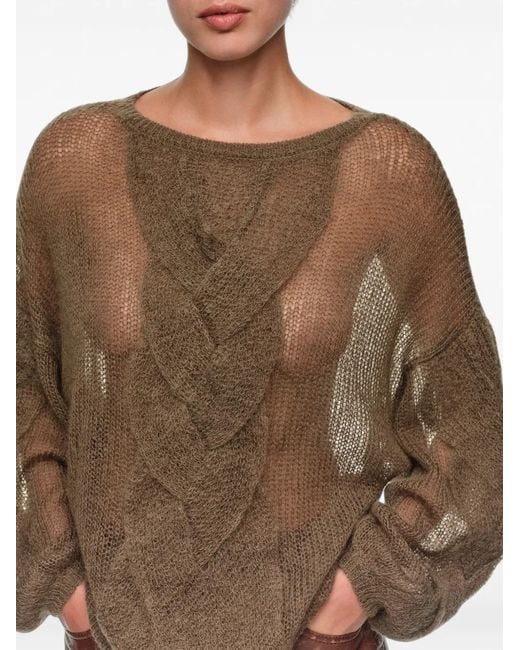 Bimba Y Lola Brown Pull En Maille Torsadée En Mohair