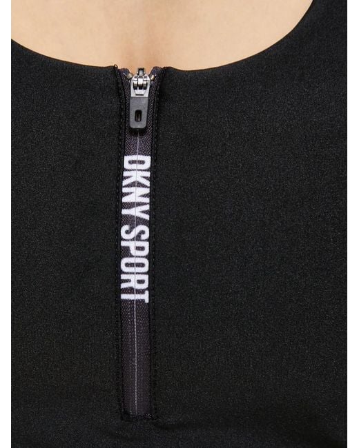 DKNY Black Zip-Front Sports Bra