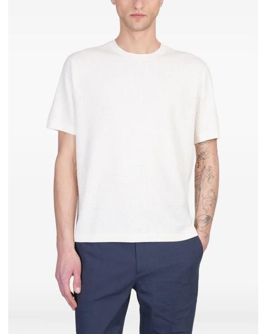 Theory Geripptes T-Shirt in White für Herren