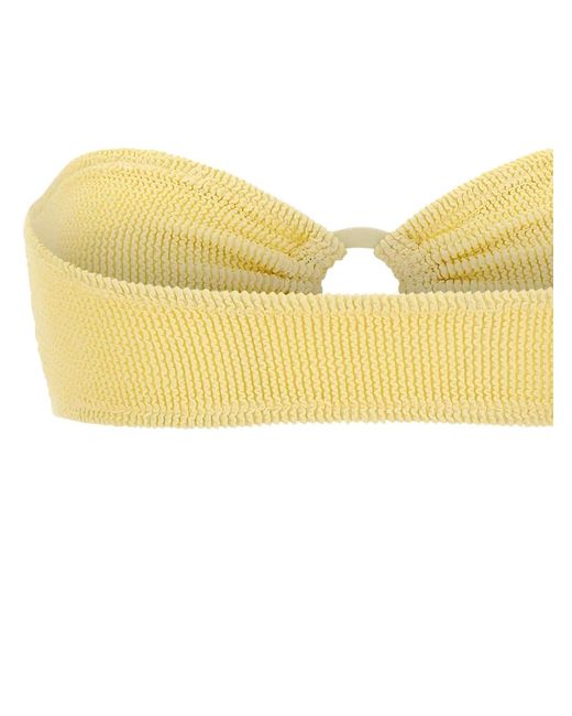 Mc2 Saint Barth Yellow Yulia Ring-Detail Bikini Top