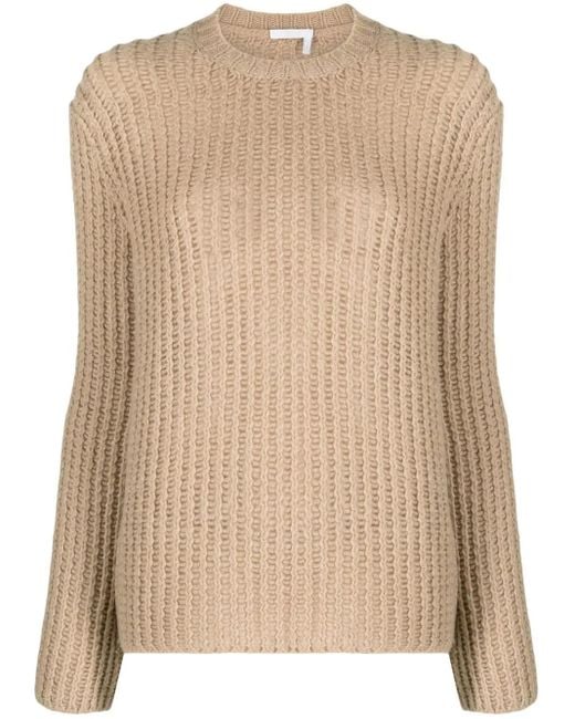 Chloé Natural Crew-Neck Waffle-Knit Jumper