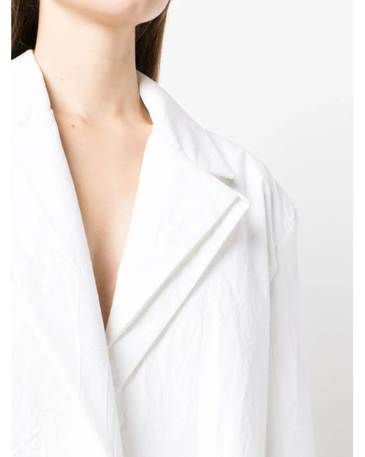 Ioana Ciolacu White Deconstructed Double-Breasted Blazer
