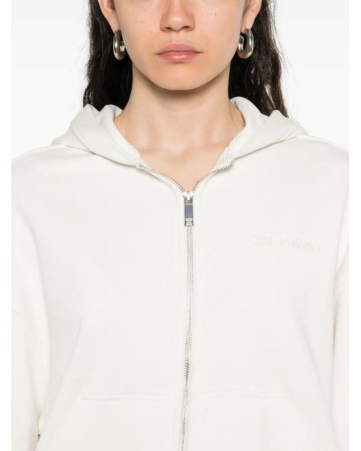 Calvin Klein White Hooded Sweatshirt With Zip