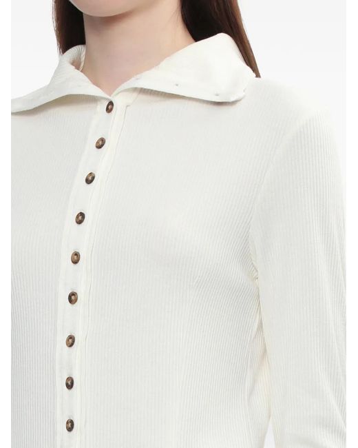 Rag & Bone White Ribbed Buttoned Cardigan