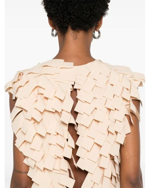 A.W.A.K.E. MODE Natural Fringed Crop Top