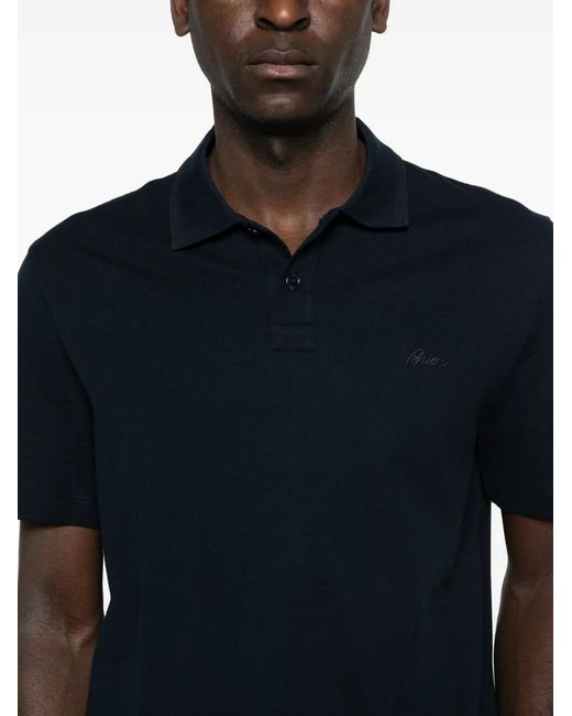 Brioni Blue Buttoned Polo Shirt for men