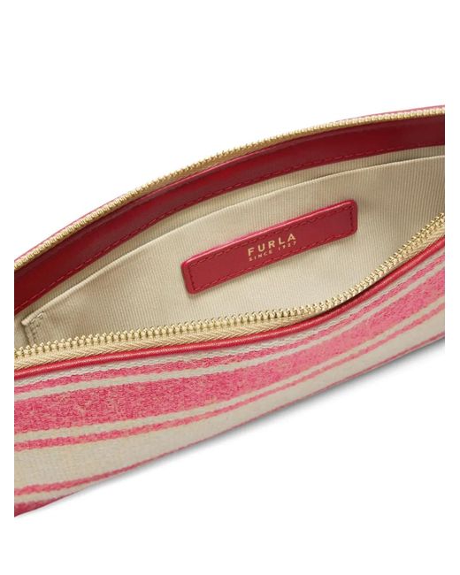 Furla Pink Iride Striped Clutch Bag