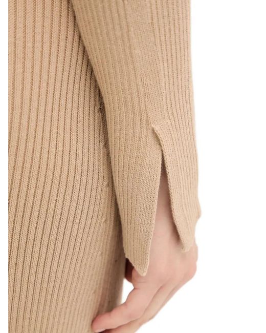 Barbour Natural Ribbed Split Midi Dress