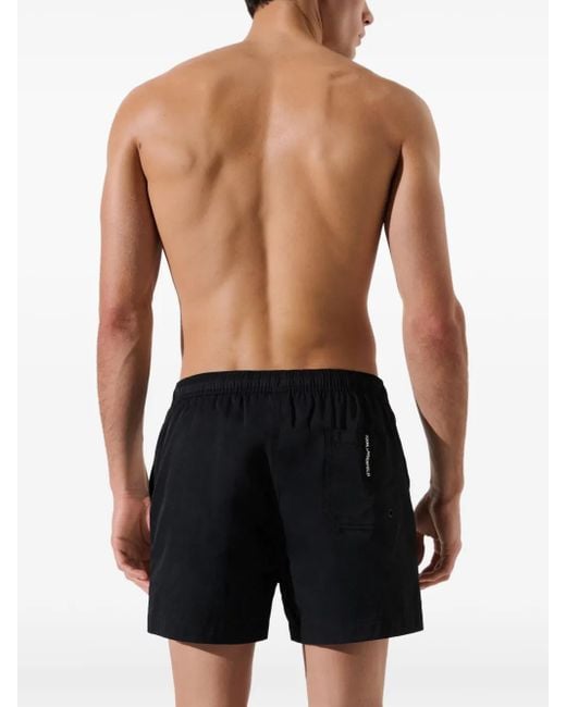Karl Lagerfeld Black Elongated-Logo Swim Shorts for men