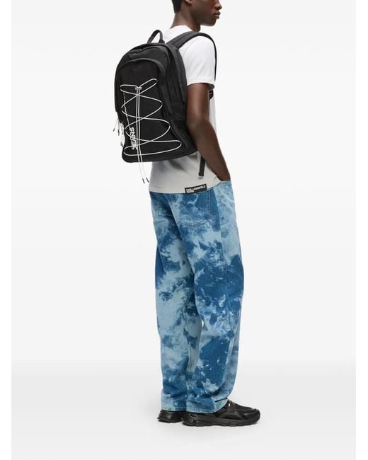 Karl Lagerfeld Black String Utility Backpack for men