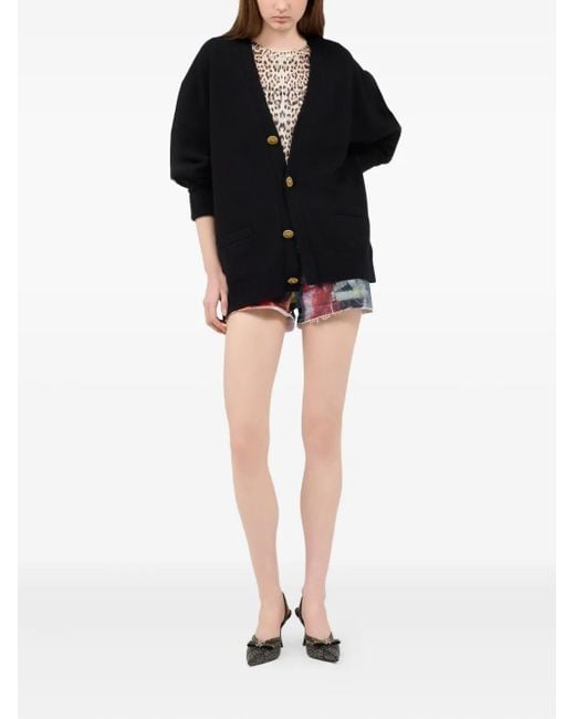 Roberto Cavalli Black Button Cardigan