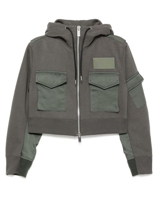 Sacai パッチワーク クロップドジャケット Gray