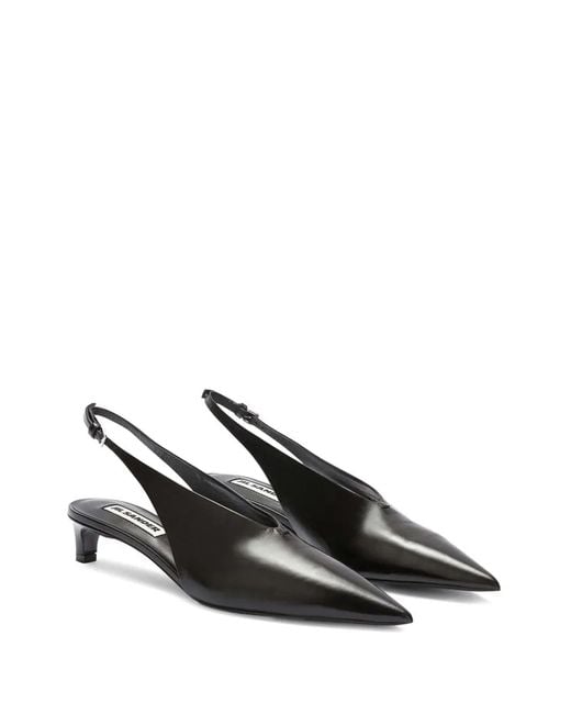 Jil Sander Black Pointed Slingback Pumps