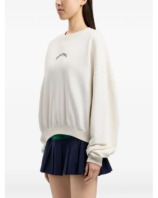 Palm Angels White Logo-Print Sweatshirt