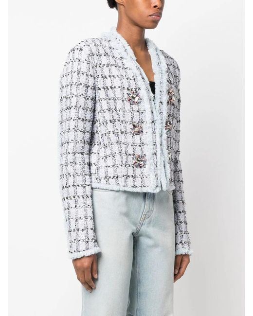 Philipp Plein Blue Single-Breasted Tweed Blazer