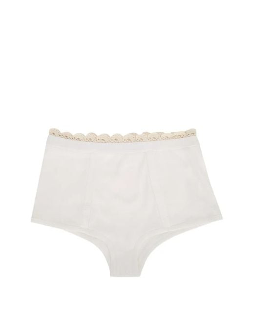 Magda Butrym White Ribbed Scalloped-Trim Shorts