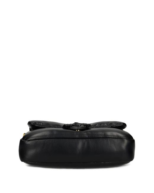 Just Cavalli Black Snake-Buckle Shoulder Bag