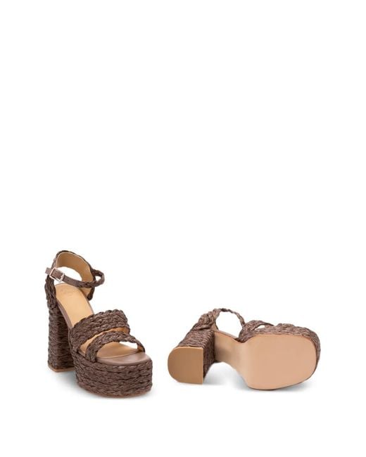 Castaner Brown Platform Raffia Espadrilles