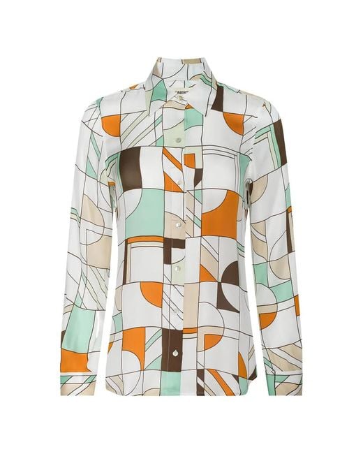 L'Agence White Blouse Nina À Imprimé Géométrique