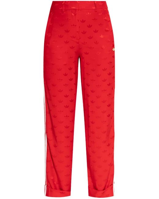 Adidas Red Monogram-Jacquard Trousers