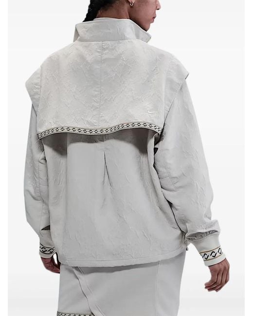 Nike White Textured Panelled Jacket