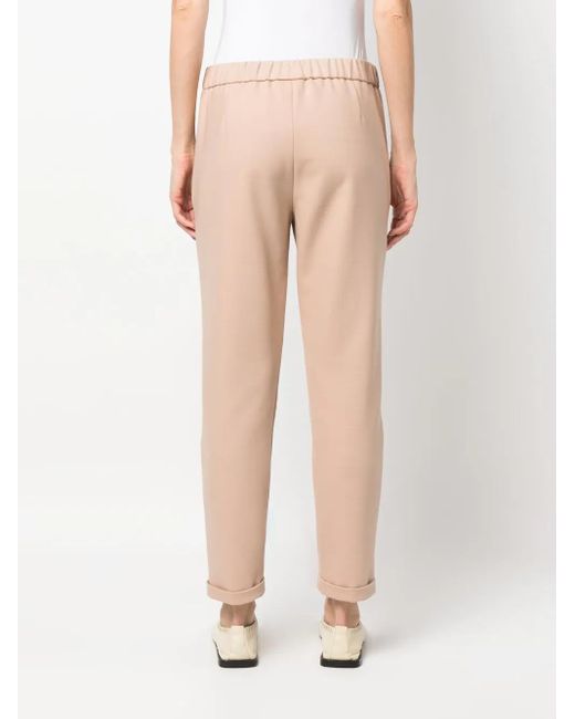 Fabiana Filippi Natural Drawstring-Waistband Tapered-Leg Trousers