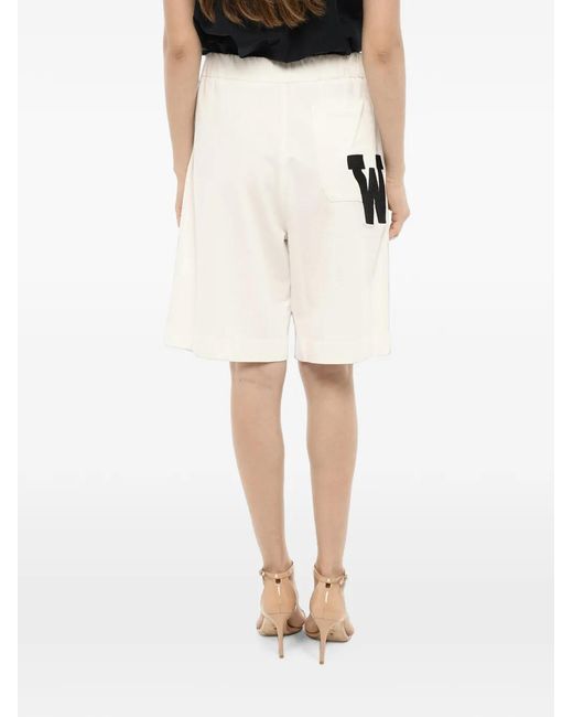 Woolrich White Logo-Patch Elasticated Shorts