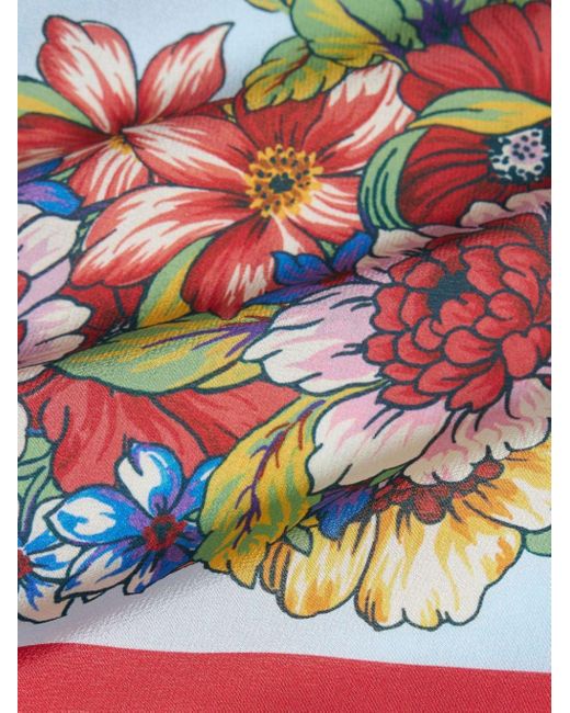 Etro Blue Seiden-Poncho mit Blumen-Print