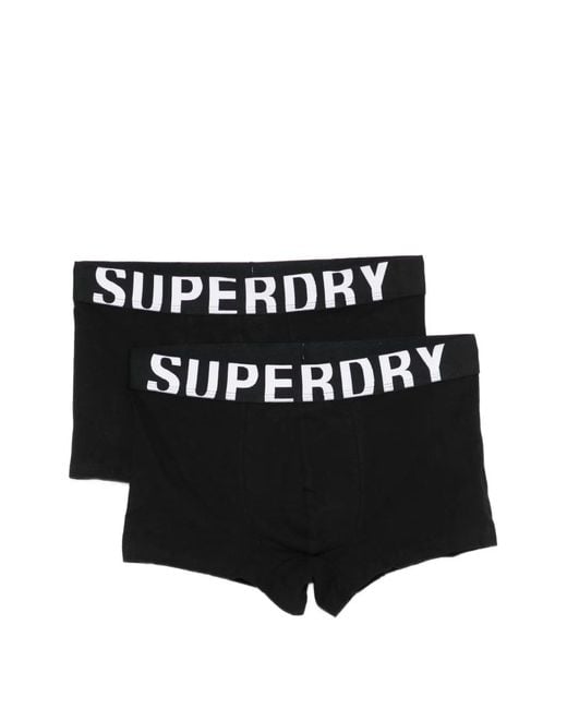 Superdry Black Logo-Waistband Boxers (Pack Of Two) for men
